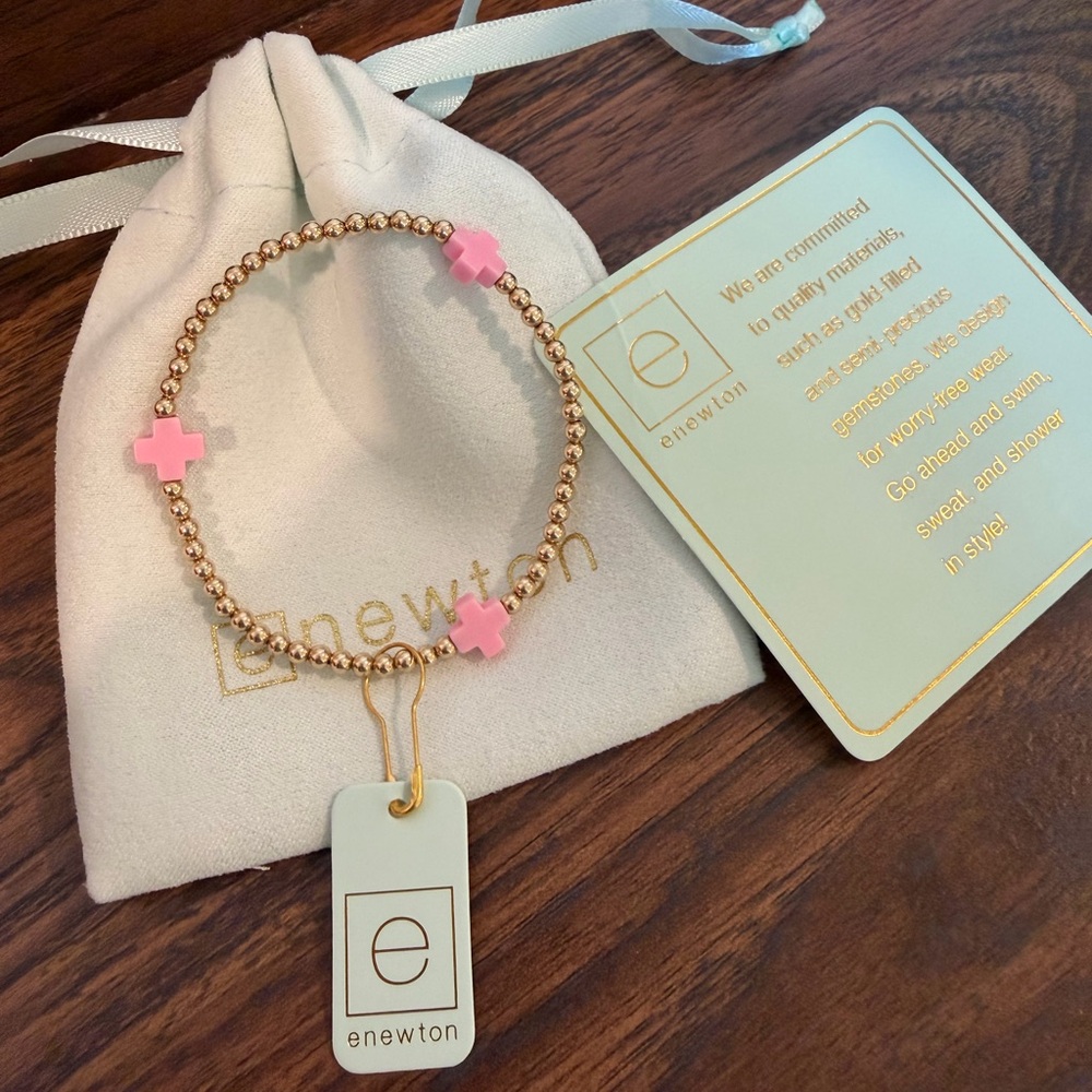 enewton signature cross bracelet - gold and pink